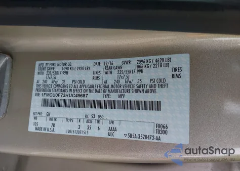 2017 Ford Escape S from USA, damaged, VIN 1FMCU0F73HUC49687